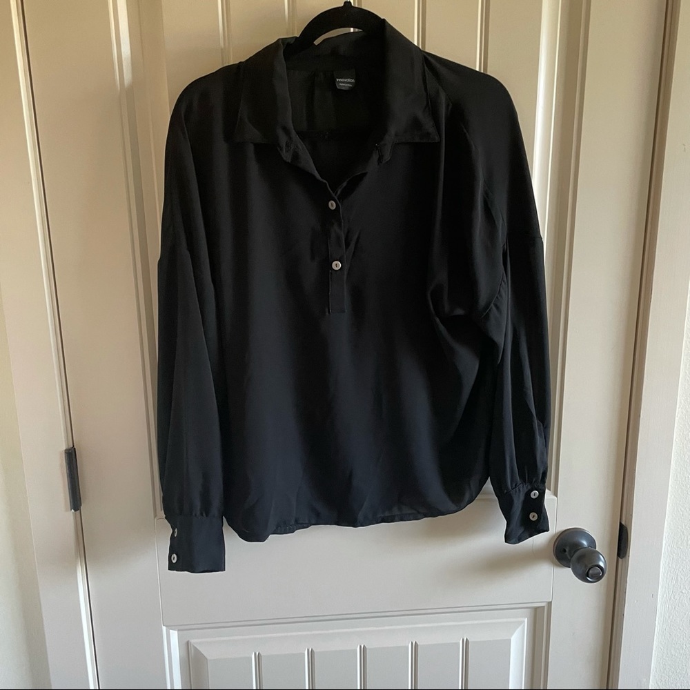 Innovation by Design Works Sheer Black Long Sleeve Blouse